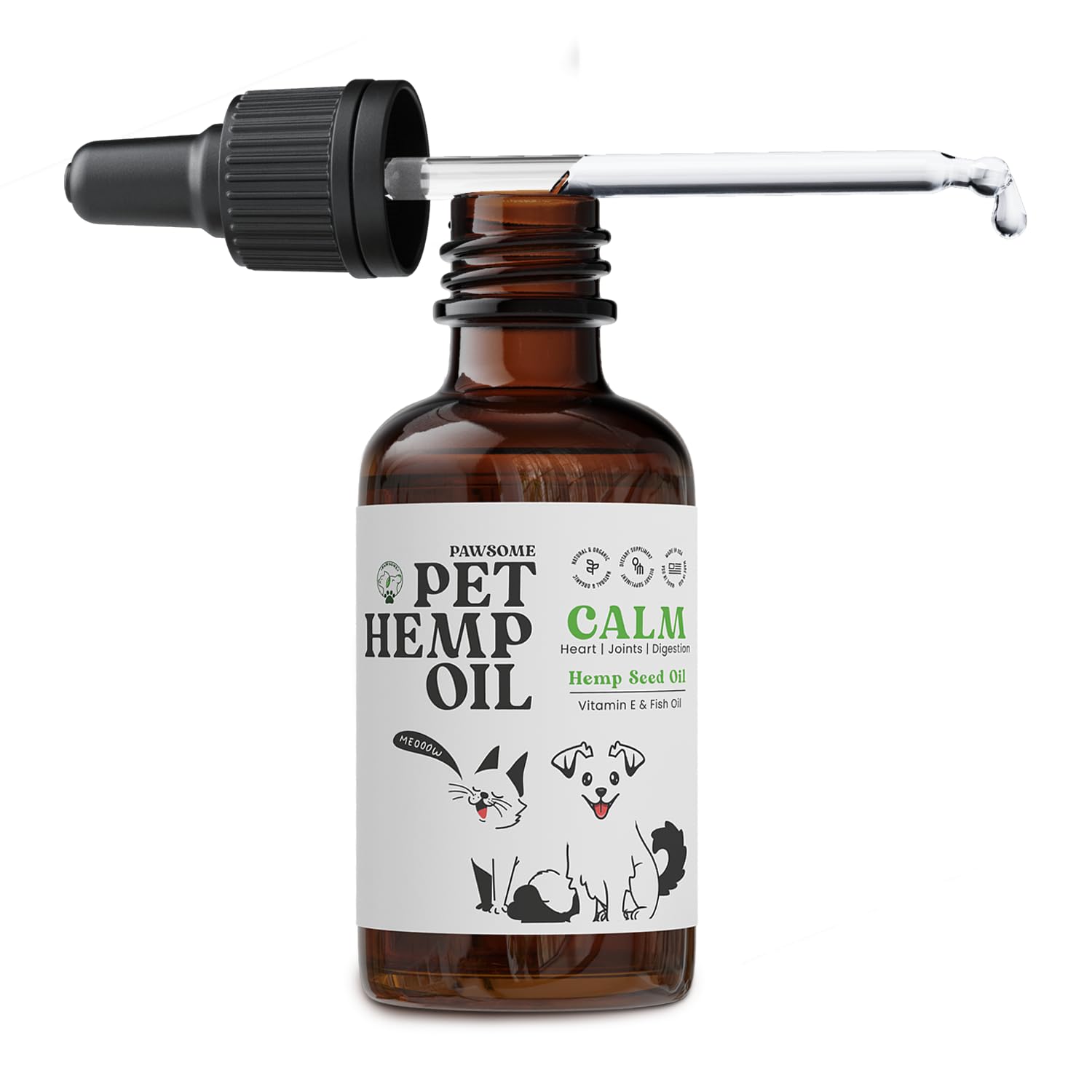 Hemp Oil for Dogs and Cats – Helps with Skin, Coat & Health – Premium Fish Oil Blend – Improves Immune System & Нiр Jоint Hеalth - Natural Ingredients - Made in USA (1oz)