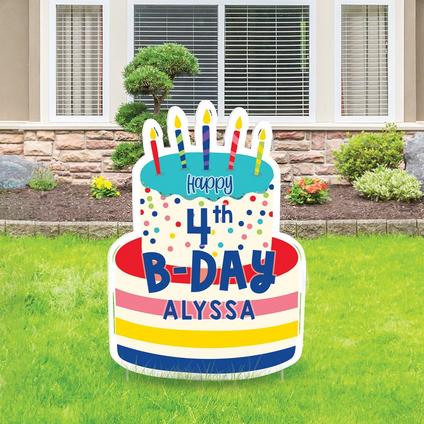 Customizable Birthday Cake Corrugated Plastic Yard Sign, 36in x 51in